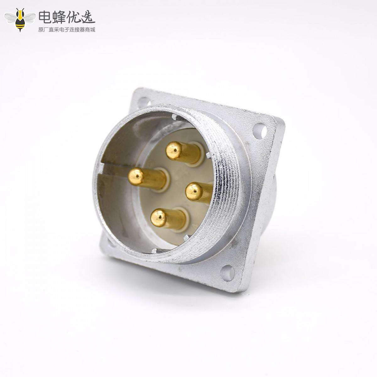 4芯插座P48公头直式四孔法兰连接器