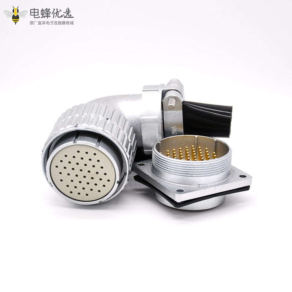 公母插头插座P48 42芯直式插座弯式插头接线连接器