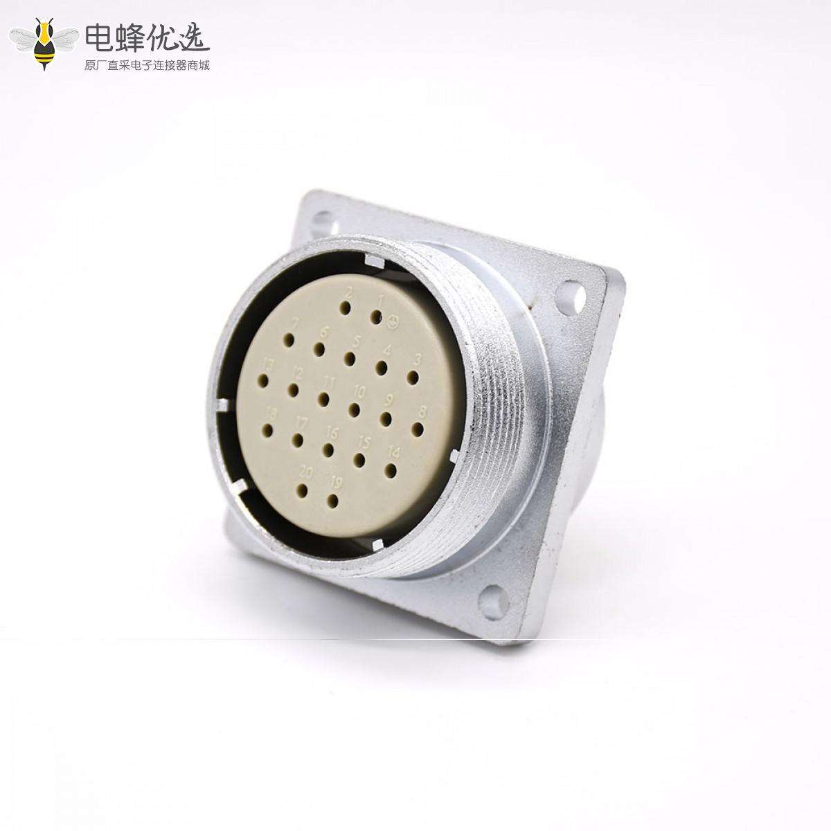 母头插座P48 20芯直式四孔法兰连接器