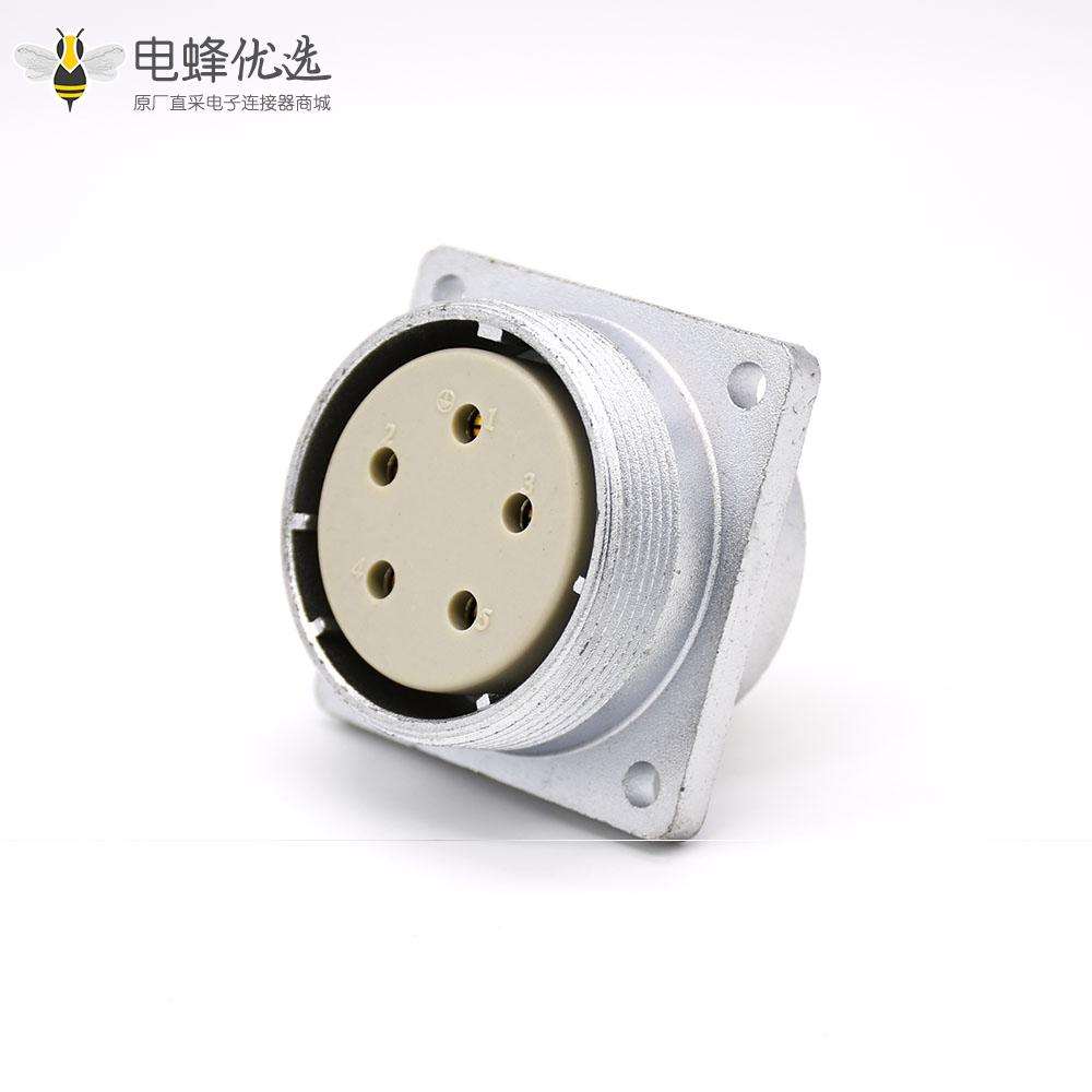插座母头P48 5芯直式方型法兰连接器