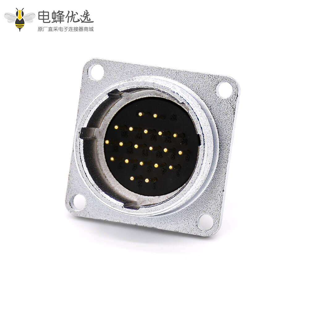 20芯插座P28公头直式4孔法兰连接器