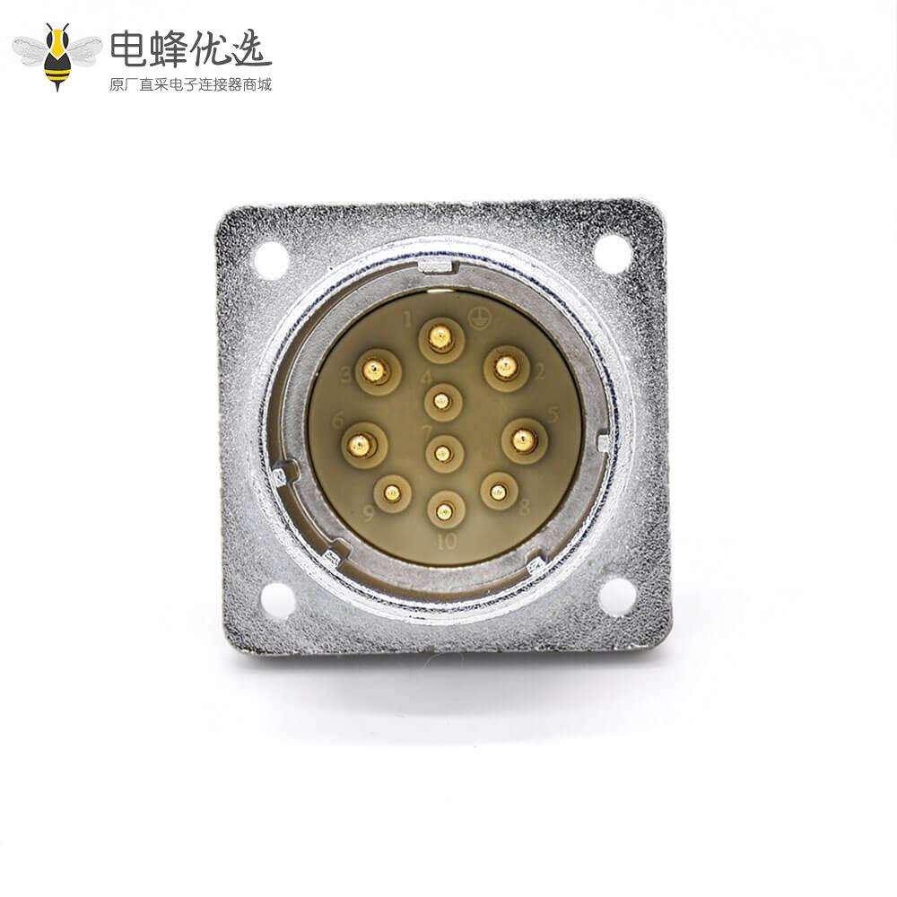 插座公头P32 10芯直式方型法兰连接器