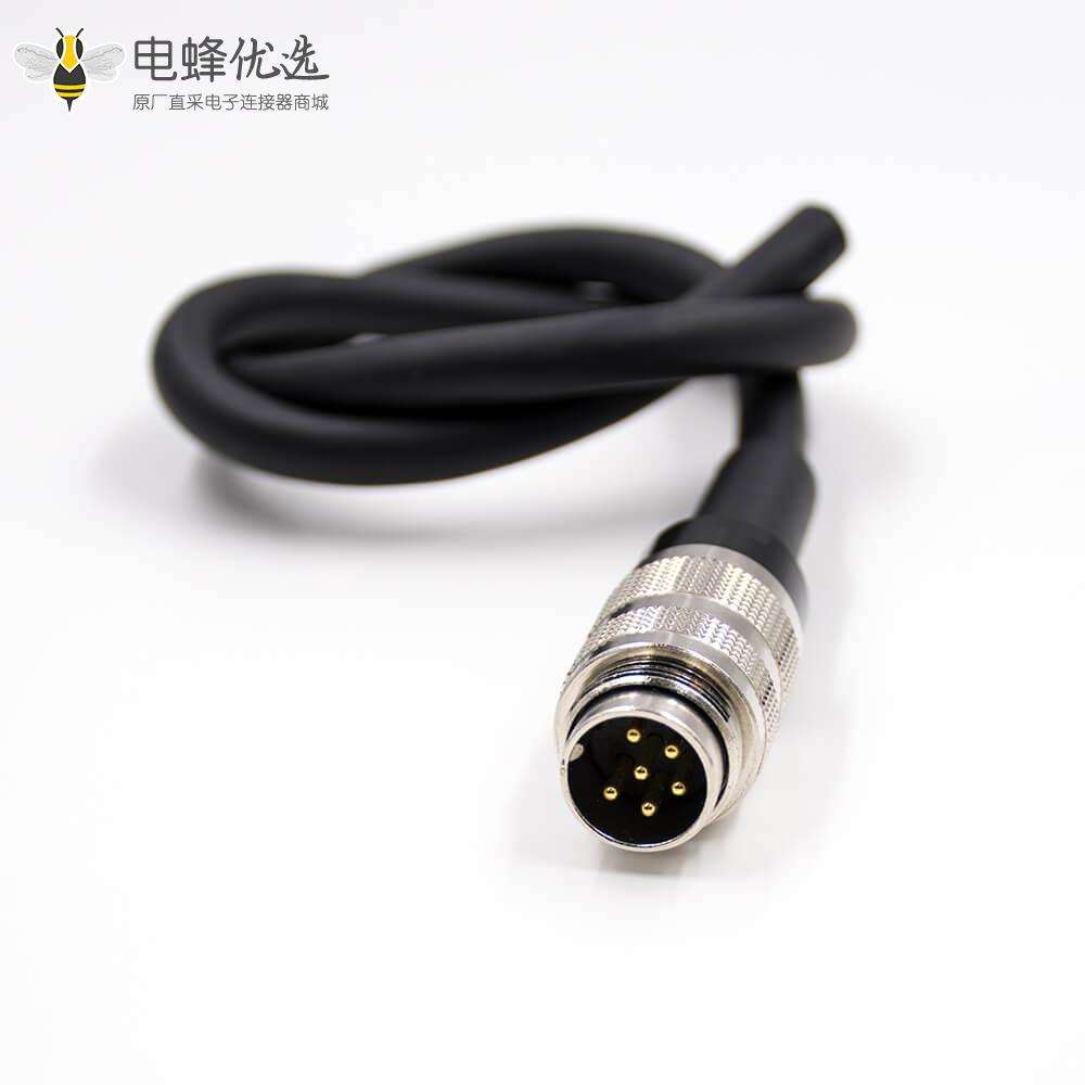 M16圆形连接器6芯A扣公头直式线束注塑成型接线焊接传感器
