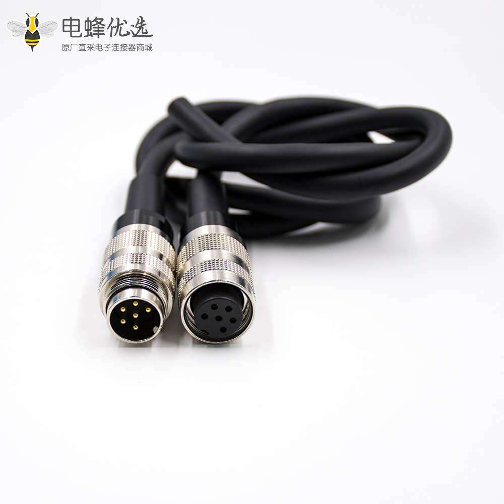 M16圆形连接器6芯A扣公头直式线束注塑成型接线焊接传感器