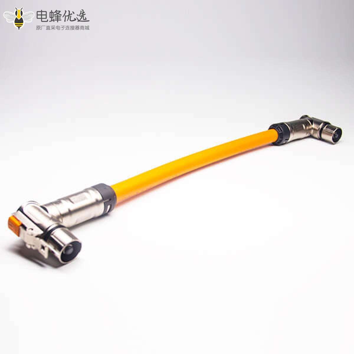 高压插头90&deg;单芯金属互锁带屏蔽直式转接线25CM