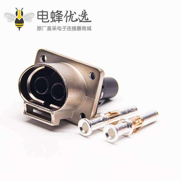 2芯35A高压互锁连接器插座金属带屏蔽