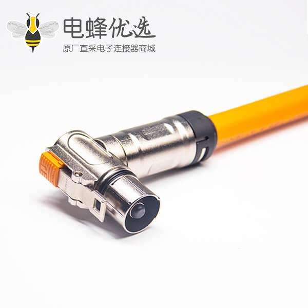 高压插头90&deg;单芯金属互锁带屏蔽直式转接线25CM