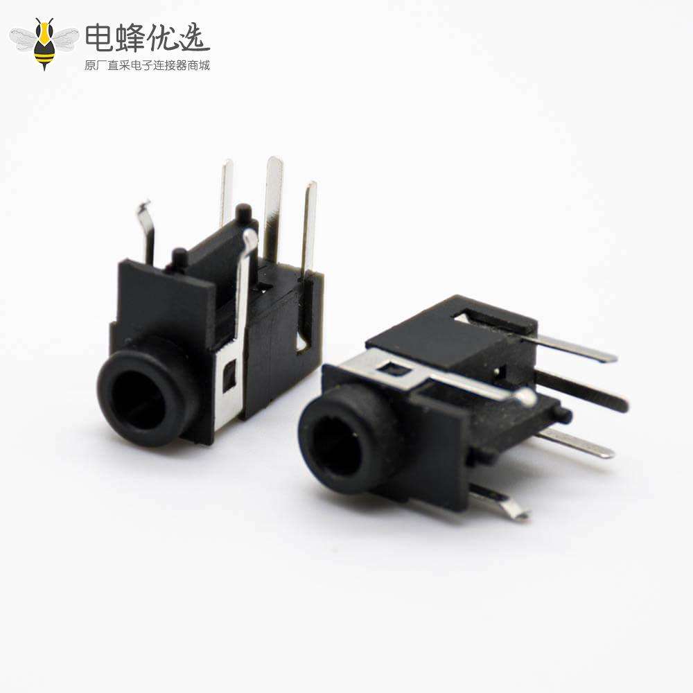 DC耳机插座6*3.6mm不带屏蔽母头弯式插孔贴片焊接电源连接器
