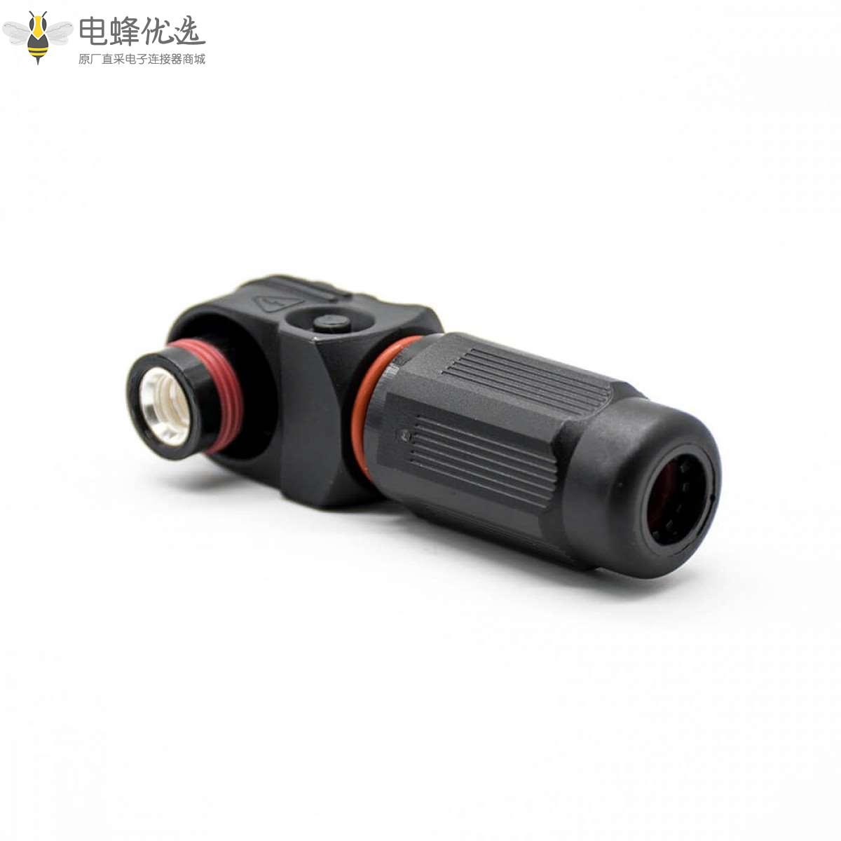 储能连接器IP67塑料黑色14mm单芯400A接线弯式插头