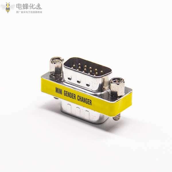 15针D-Sub公转公高密度15芯180&deg;金属转接头VGA