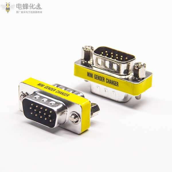 15针D-Sub公转公高密度15芯180&deg;金属转接头VGA