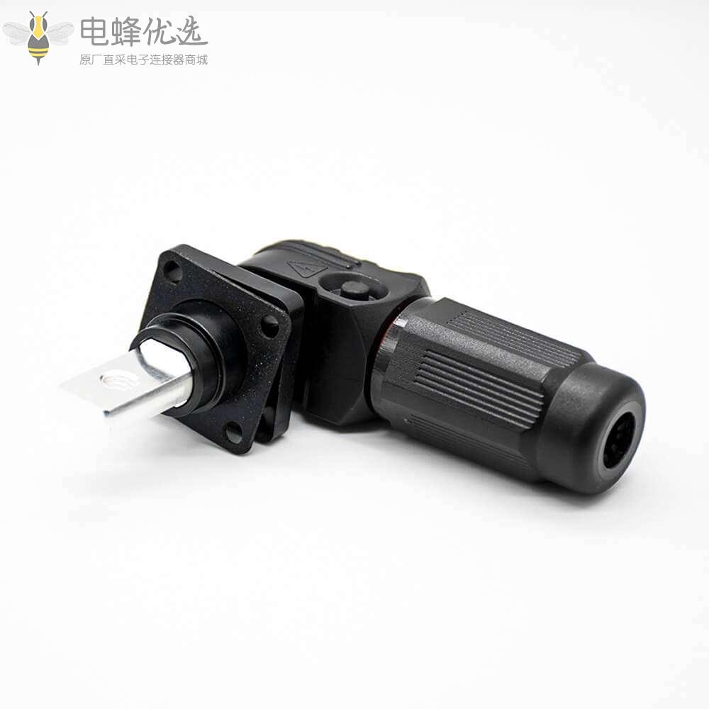 防水大电流连接器公母插座插头直弯对接黑色8mm单芯塑料200A铜牌连接IP67