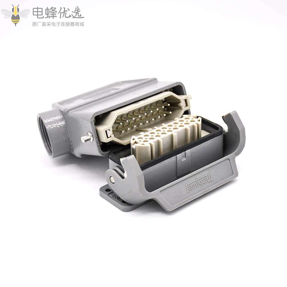 18芯重载连接器公母对接H16A开孔安装高结构斜出口镀银螺钉PG21