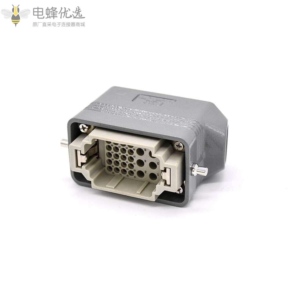 HDC连接器H10B开孔安装螺纹M25顶出口公母对接不带针公头32芯重载连接器