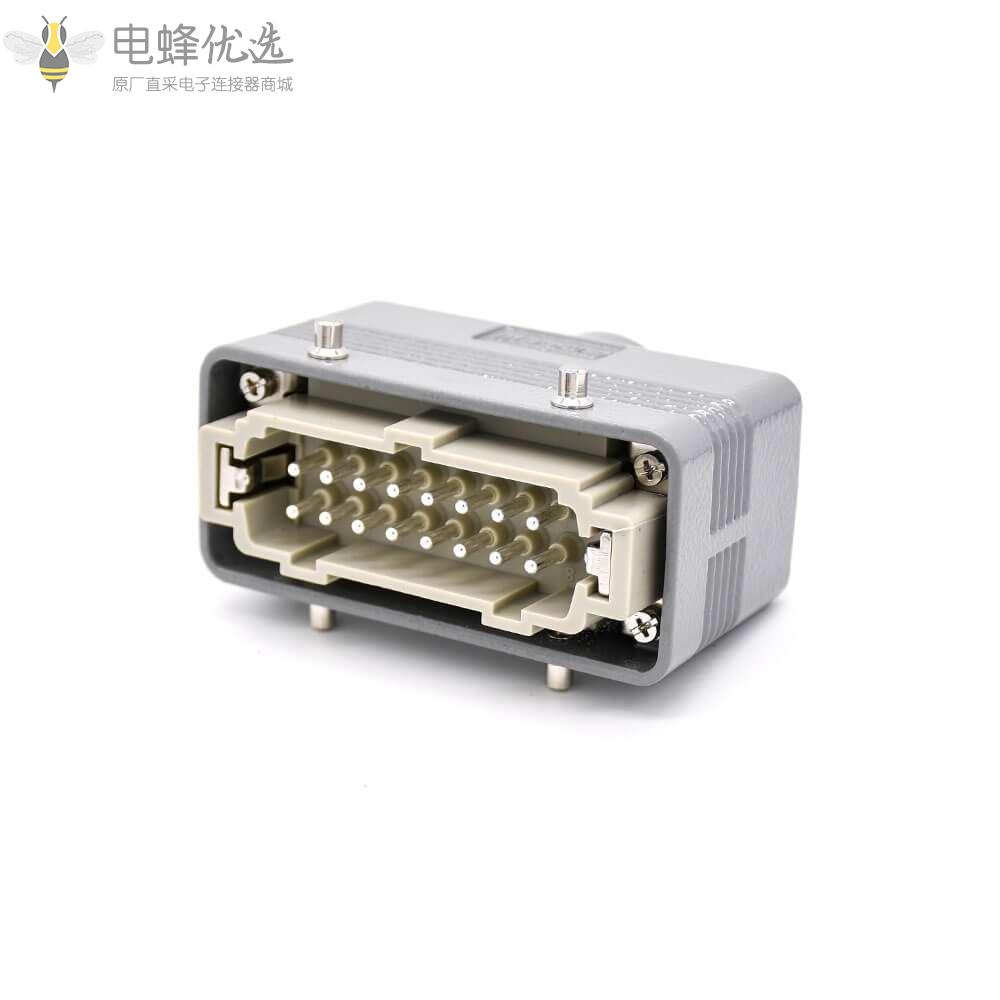16针重载连接器开孔安装顶出口进线公母对接PG21螺钉H16B