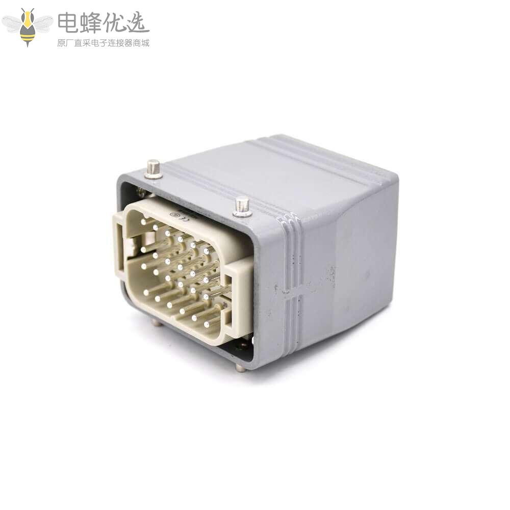 24芯重载连接器H10T开孔安装镀银螺钉PG29结构顶出口进线公母对接