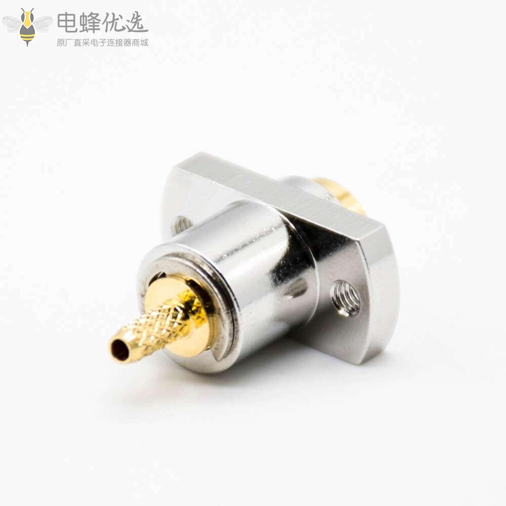 sma母头接线标准50&Omega;直式面板安装4孔法兰压接LMR400镀镍连接器