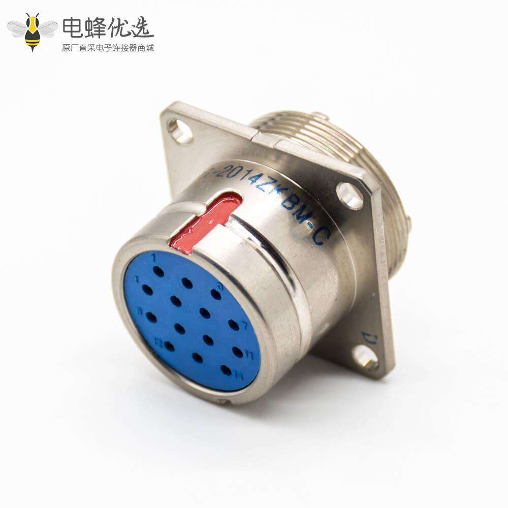 14芯连接器Y27G4孔法兰焊杯20壳体号母插座橡胶密封180&deg;卡口连接