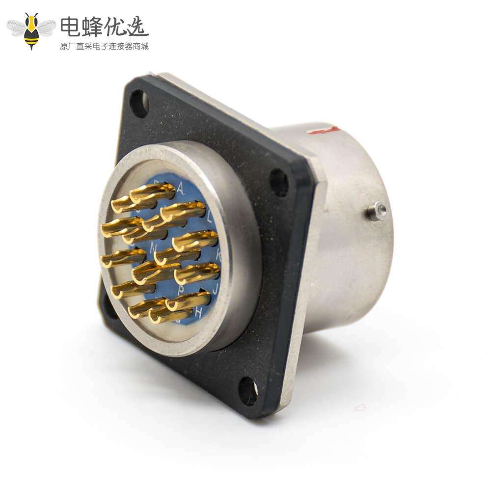 法兰安装连接器Y50EX直式公插座15芯焊杯镀镍14壳体号面板安装卡口连接