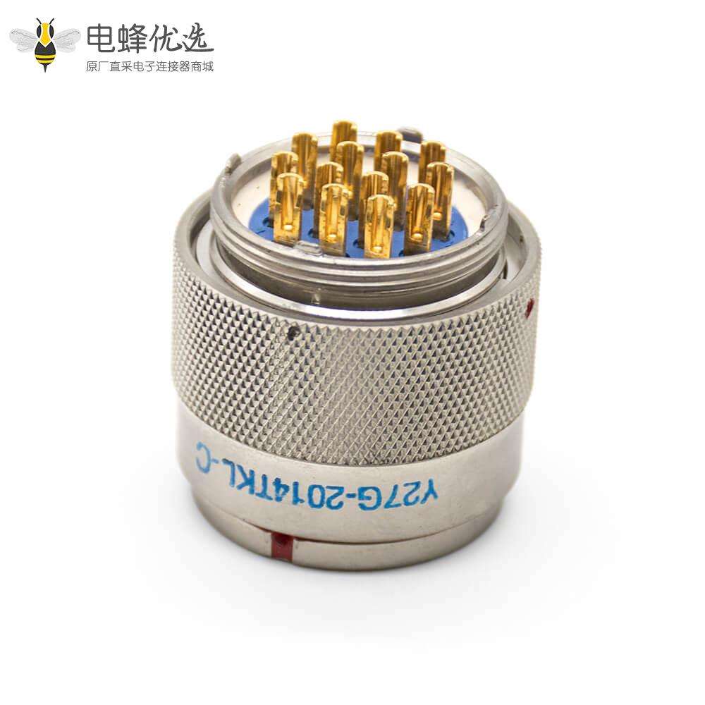 Y27G插头20壳体号母头14芯直式工防黄铜夹线板式卡口连接接线焊杯连接器