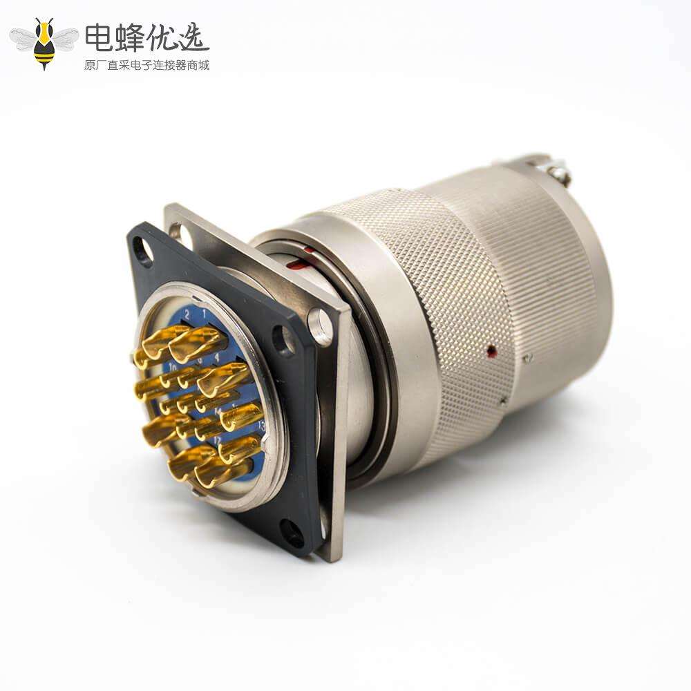 17芯连接器4孔法兰Y27G插头&插座直式卡口连接工防黄铜焊杯接线电缆式公母对接