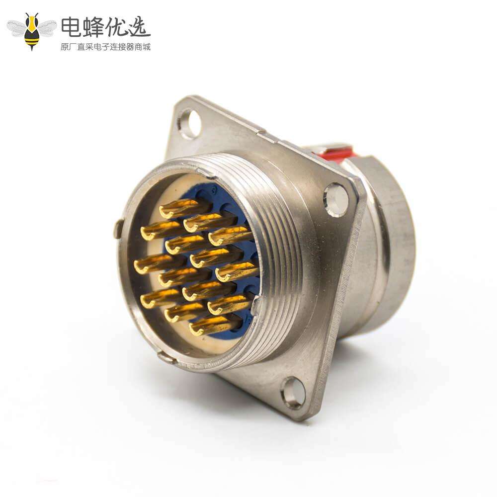 14芯连接器Y27G4孔法兰焊杯20壳体号母插座橡胶密封180&deg;卡口连接