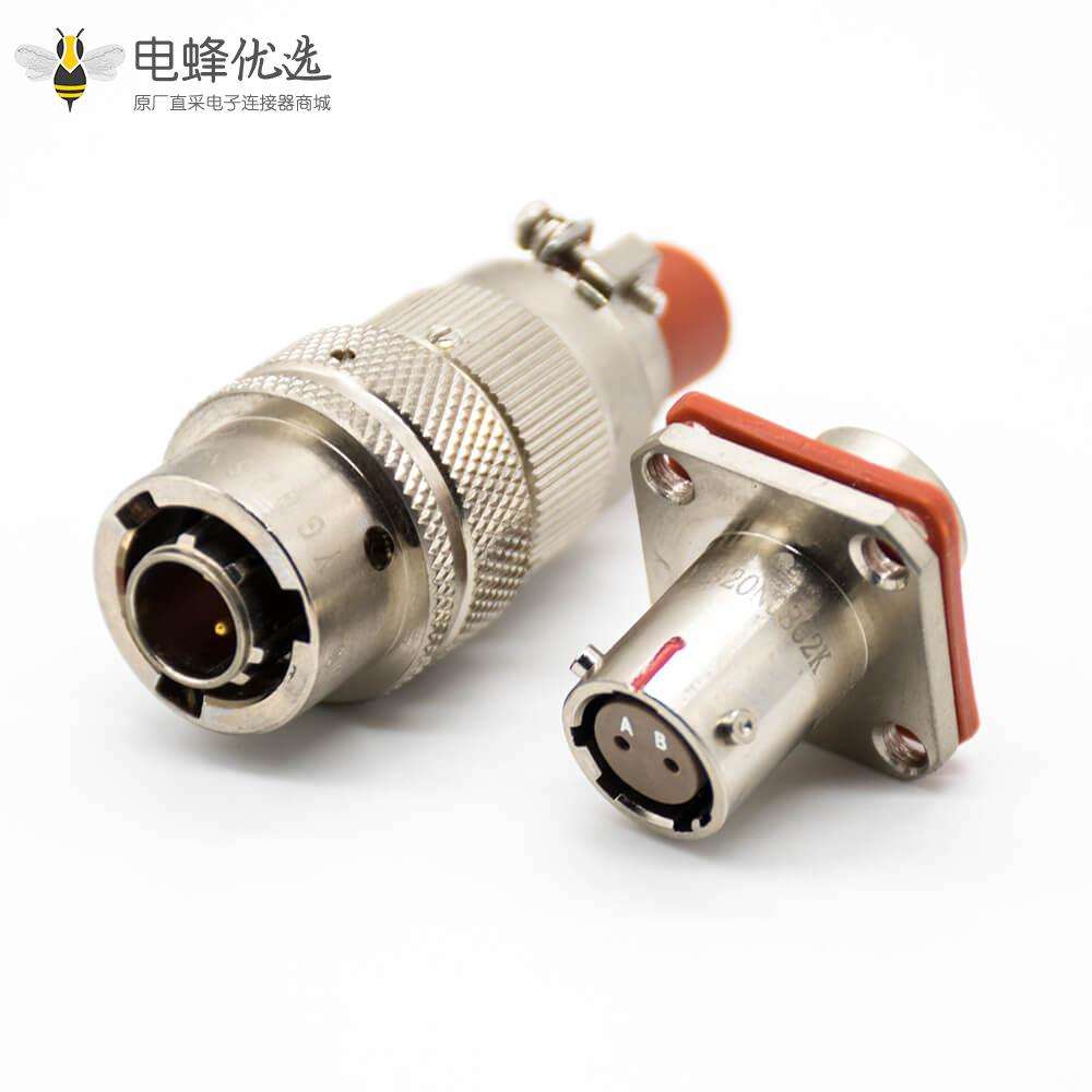 YGD系列电连接器08壳体2芯卡口连接接线插座焊杯4孔法兰插头焊接直式铝合金