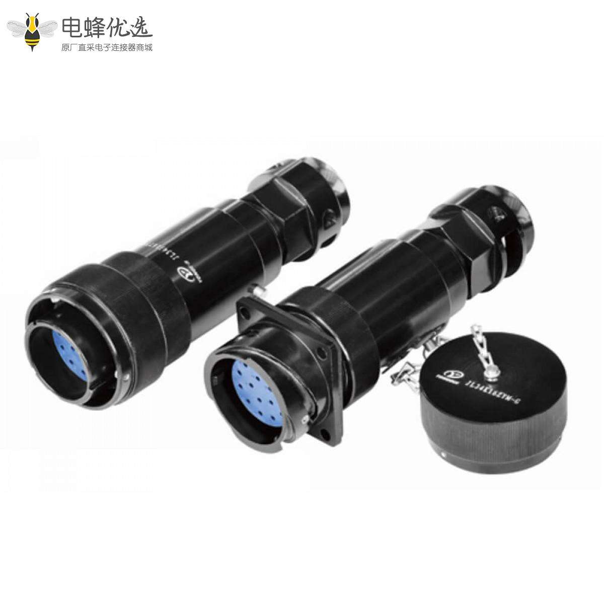 铁路专用圆形电连接器16芯插头&插座JL焊接180&deg;带防尘盖卡扣连接