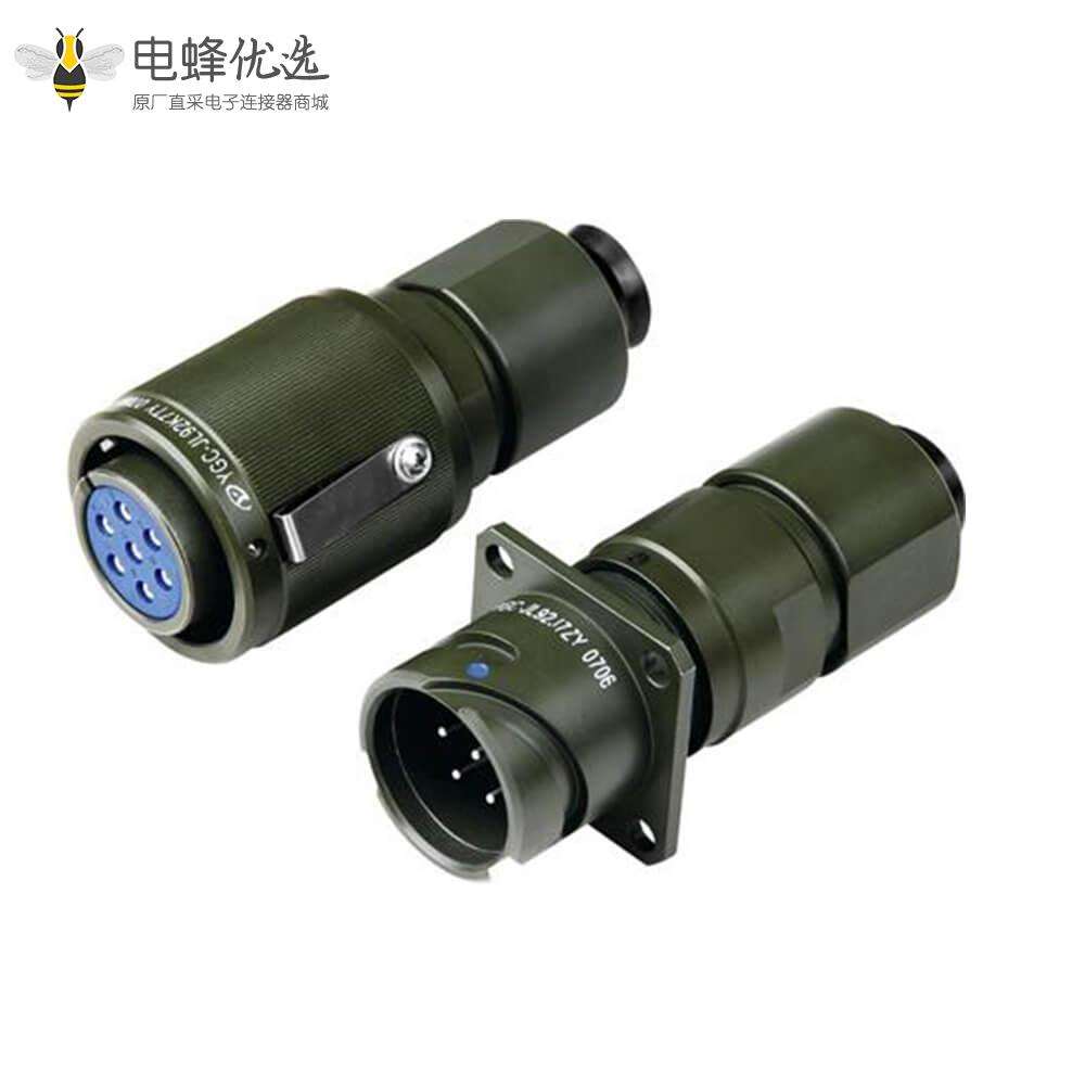 公母插头插座JL对接式直式7芯92壳4孔法兰卡口连接牵引连接器