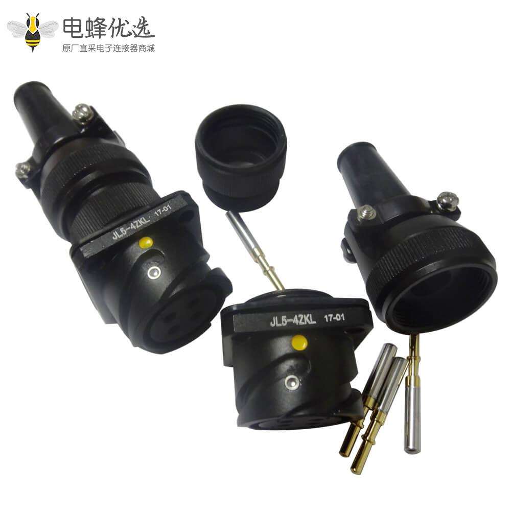 铁路专用连接器JL美标卡扣连接4芯面板安装180&deg;母插座焊接牵引连接器