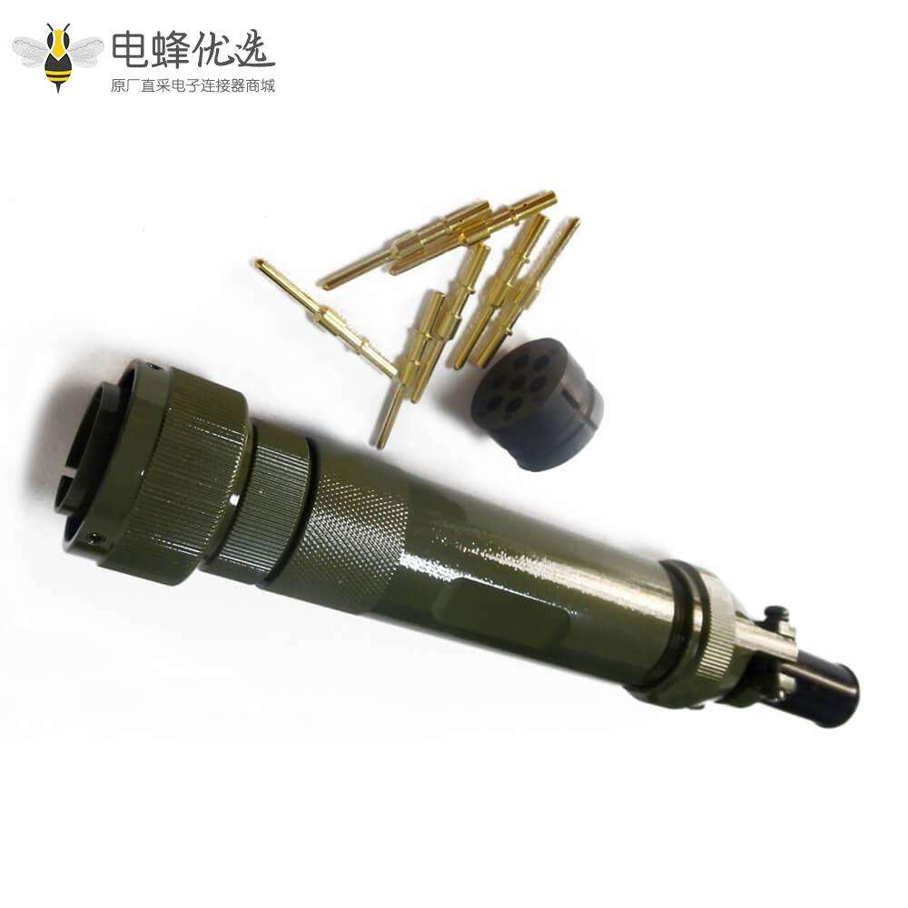 轨道交通电连接器JL7芯公插头卡扣连接180&deg;焊接接线牵引连接器