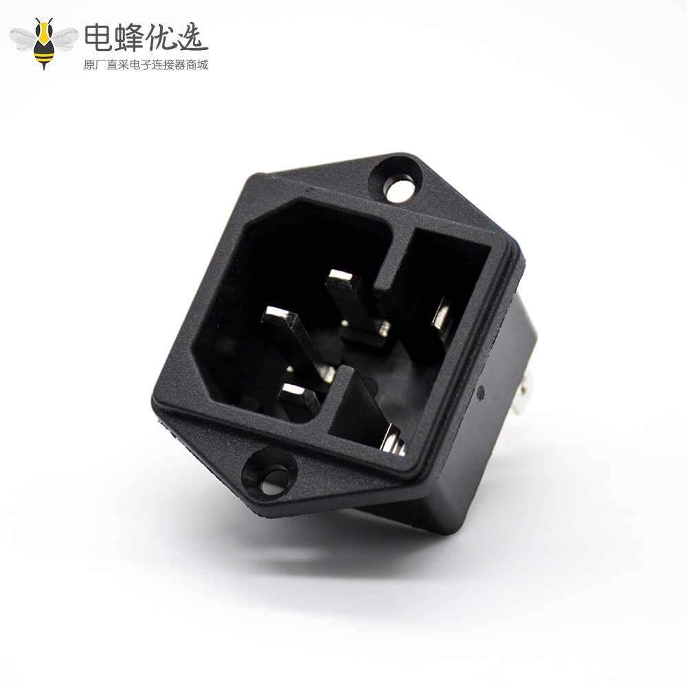 AC电源插座带保险三芯公头直式插孔AC-03电源连接器
