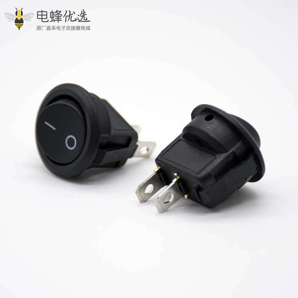 微型船型开关2挡圆形接线2脚操作面板KCD11-204电子翘板开关