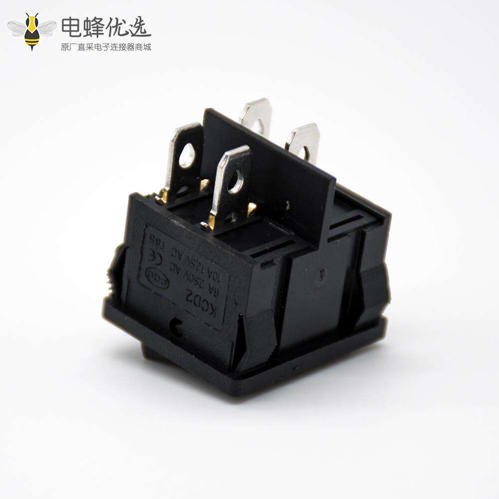 船型翘板开关4脚2挡接线面板安装铁脚KCD5-201直式