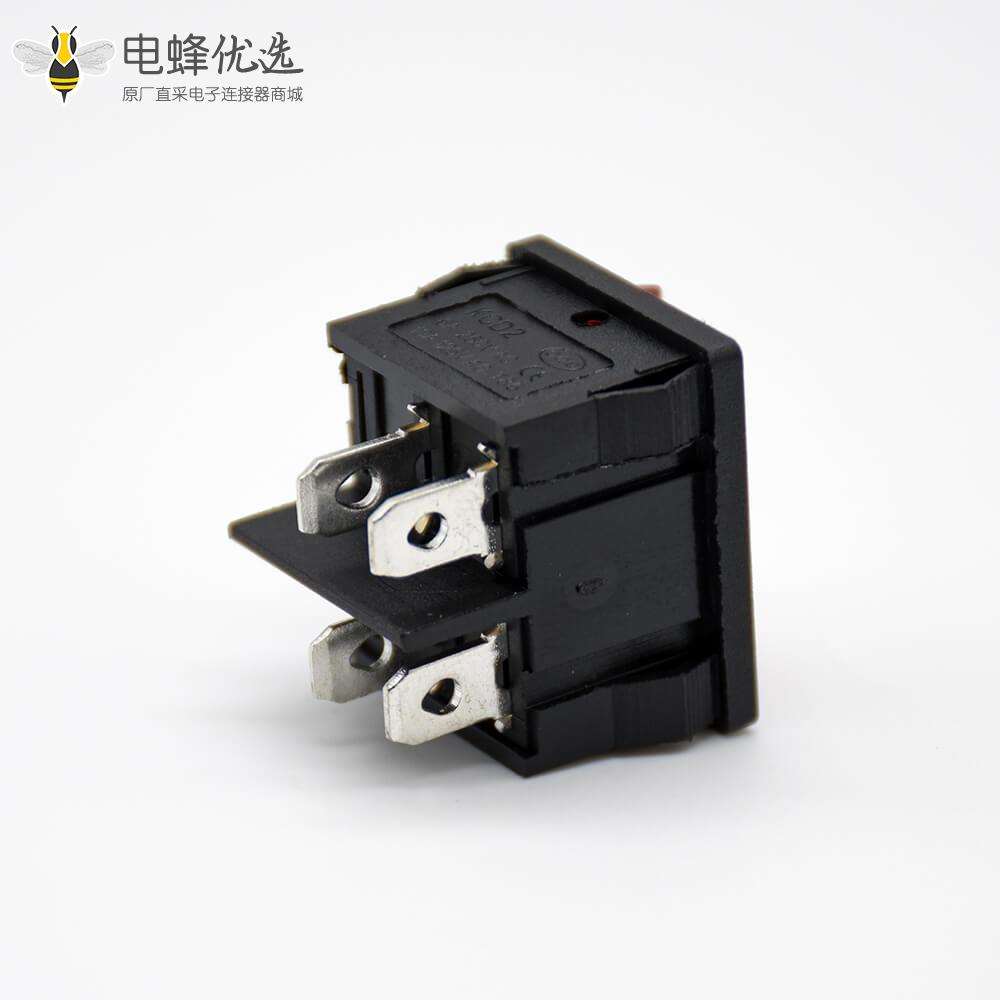 带灯船型开关面板安装2挡带灯4脚铁脚KCD5N-201直式电子船型开关接线