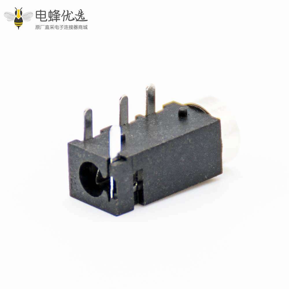 电源接口插座弯式黑色母头插孔贴片焊接不带屏蔽DC插座
