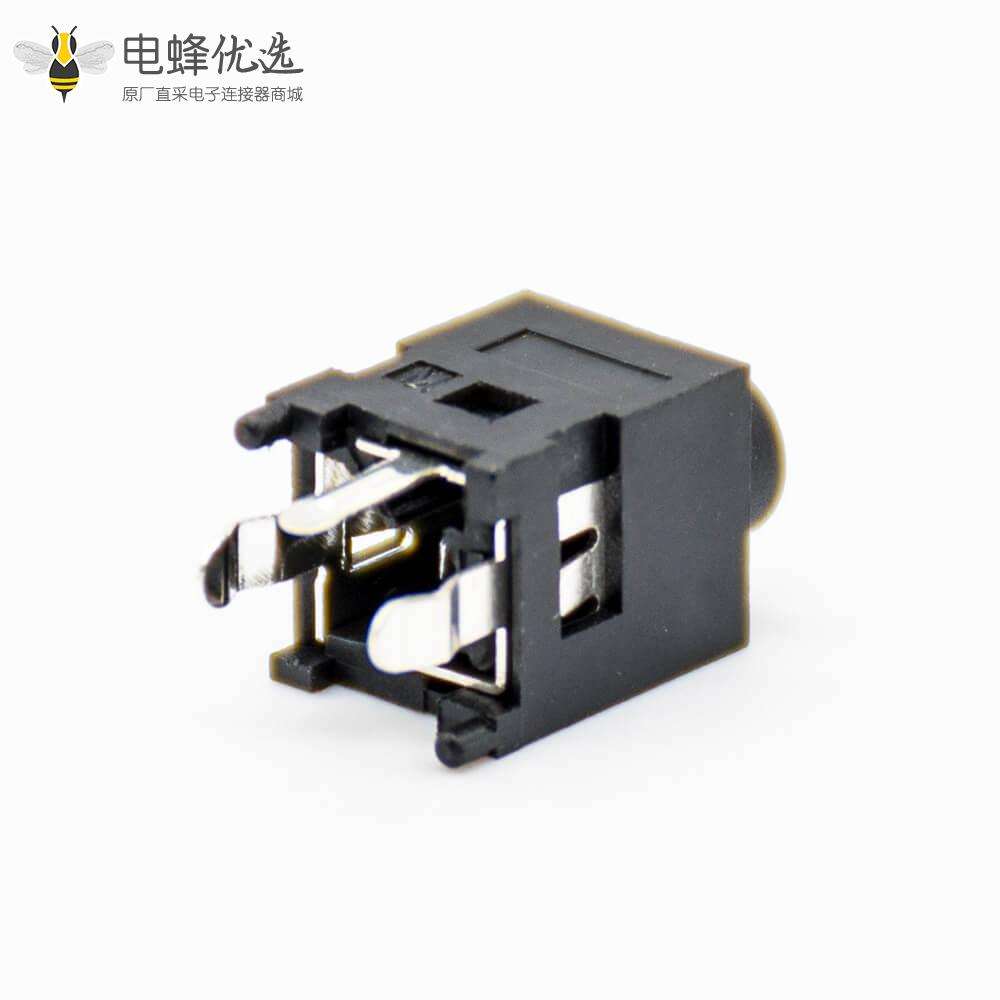 电源接口插座母头不带屏蔽贴片焊接塑料插孔黑色直式DC连接器