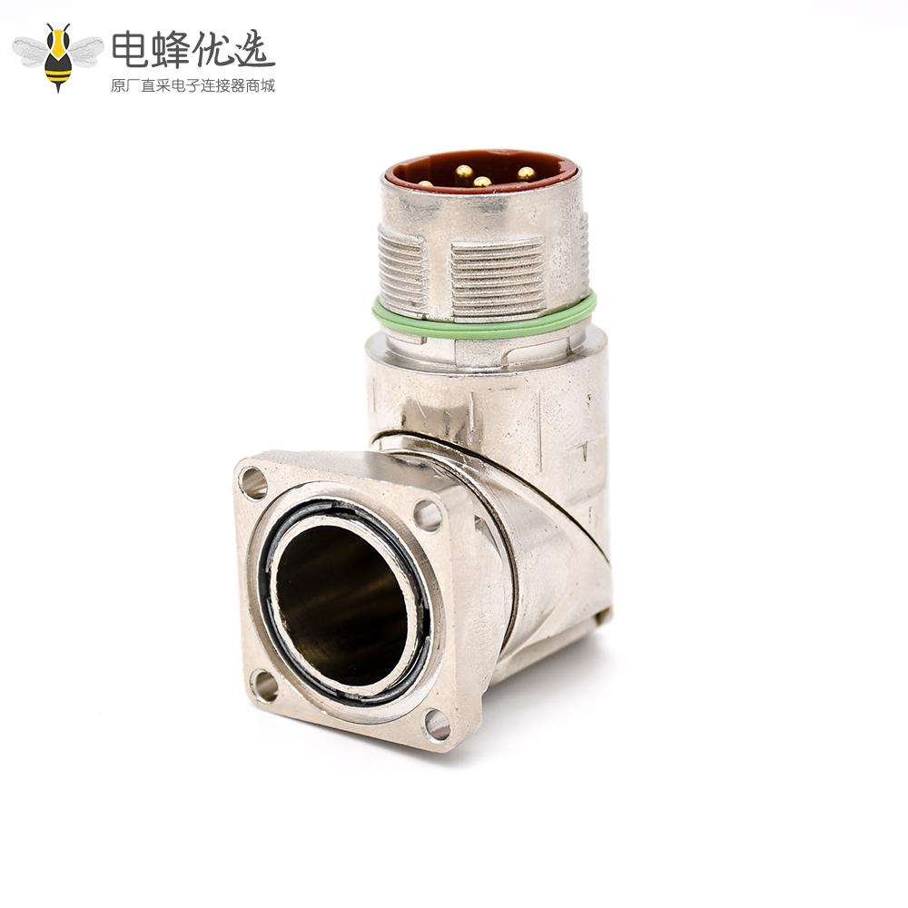 6芯插座 M40 系列弯式防水四孔法兰工业连接器