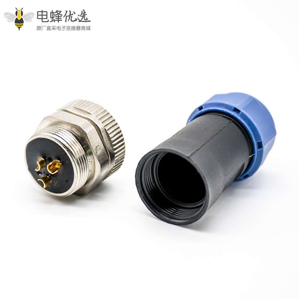 7/8连接器3芯母头接线焊线直式组装不带屏蔽