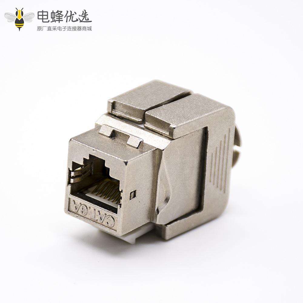 RJ45超六类网络接口带屏蔽180度直式单端口网络免打模块