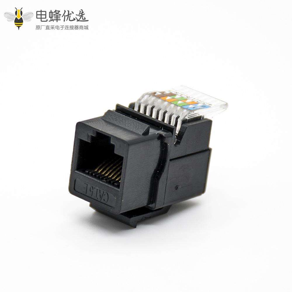RJ45接口8芯单端口弯式触头镀金插孔六类非屏蔽模块化连接器