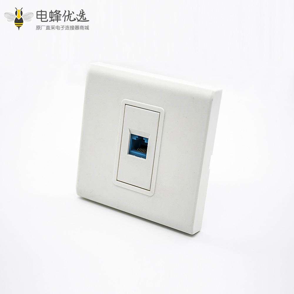 暗装网络面板单端口白色塑料不带屏蔽RJ45接口86型面板安装