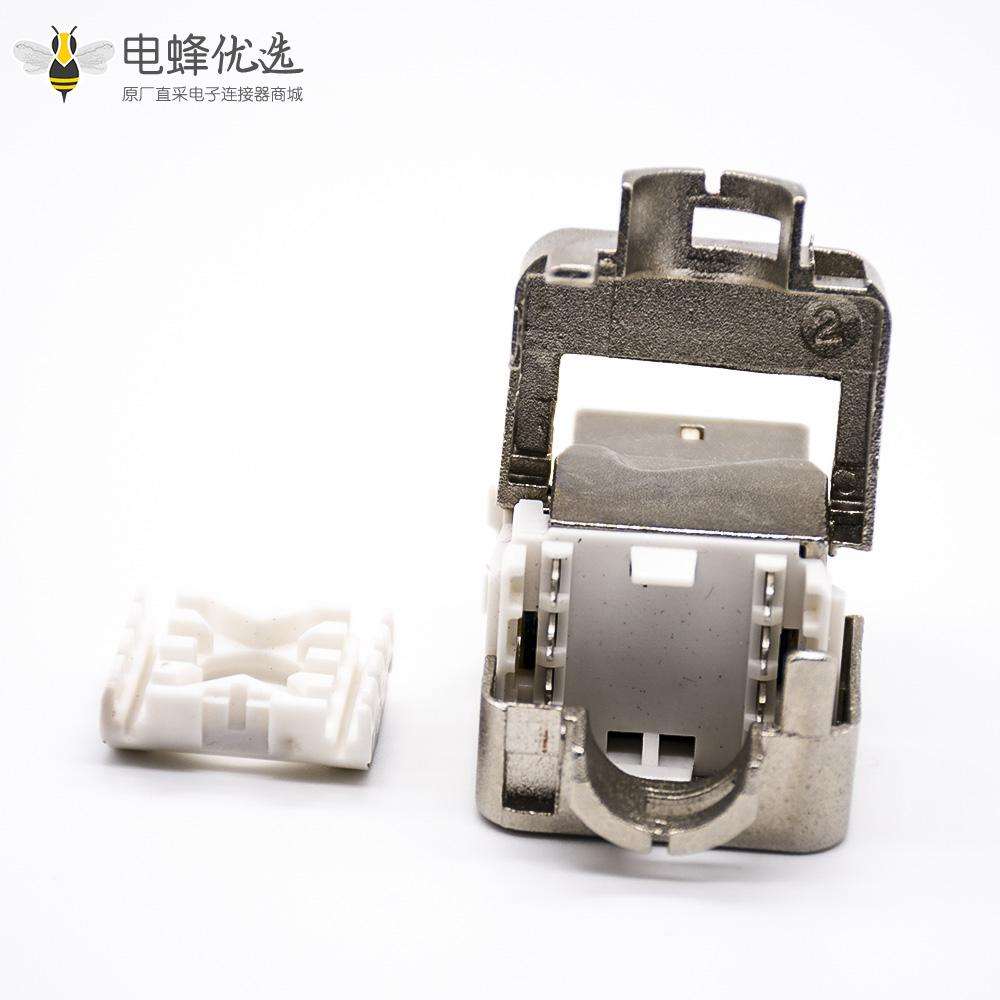 RJ45超六类网络接口带屏蔽180度直式单端口网络免打模块