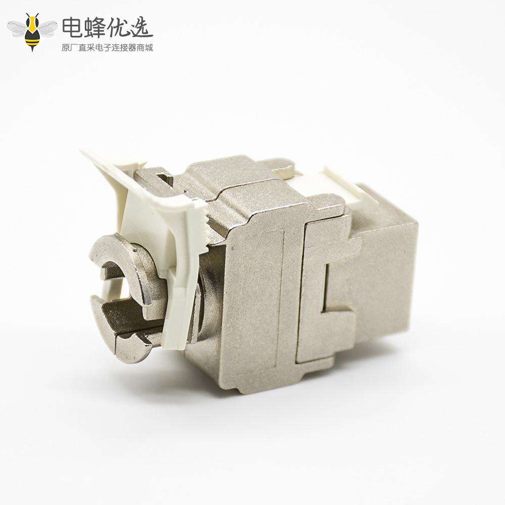 六类屏蔽RJ45模块单端口镀金触头插孔8芯免打网络模块