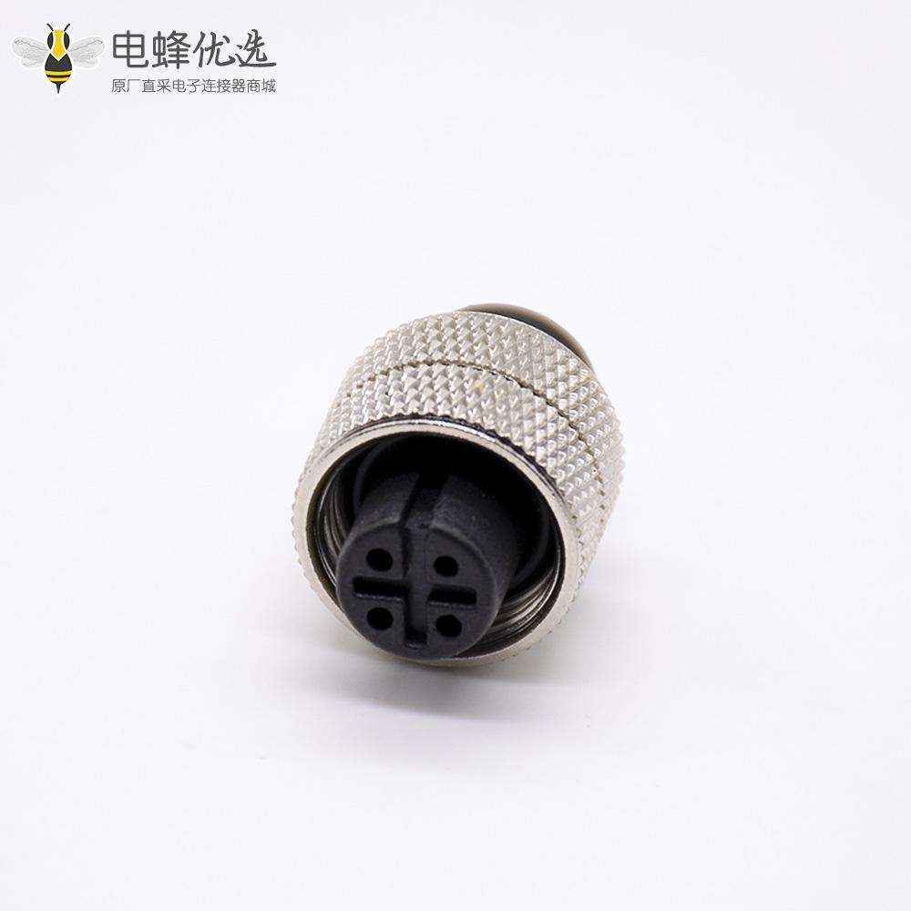 m12直注塑母头4芯接线焊杯不带屏蔽