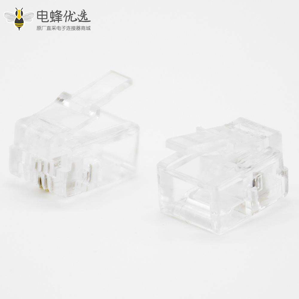 电话插头RJ11RJ12单端口非屏蔽2芯CAT3电缆插头