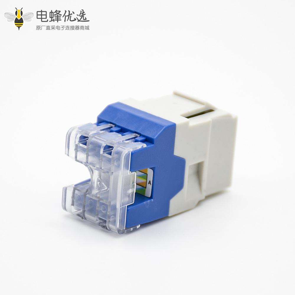 直式RJ45插座用于六类线材非屏蔽8芯180度单端口网络模块