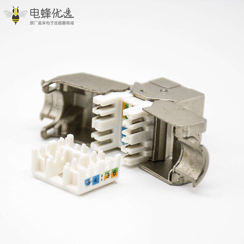 RJ45屏蔽网络插座梯形插孔直式用于超六类网络线材免工具