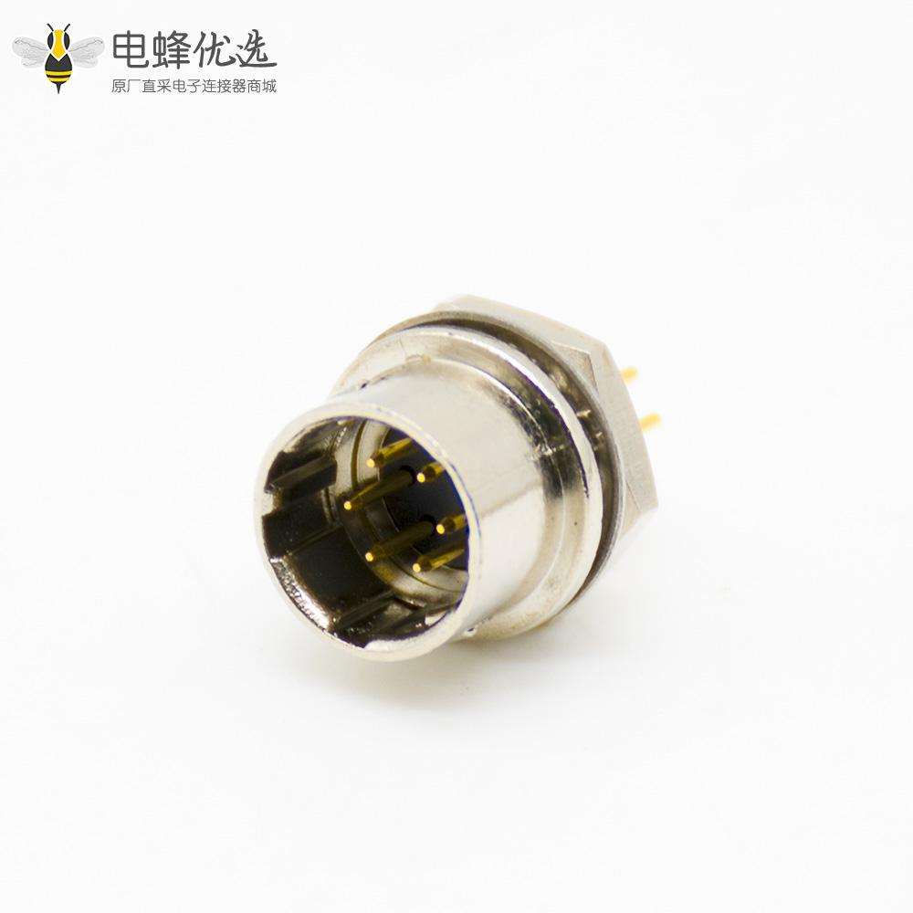 推拉自锁HR10系列连接器母插头+公插座一对6芯直式PCB穿孔后锁板安装