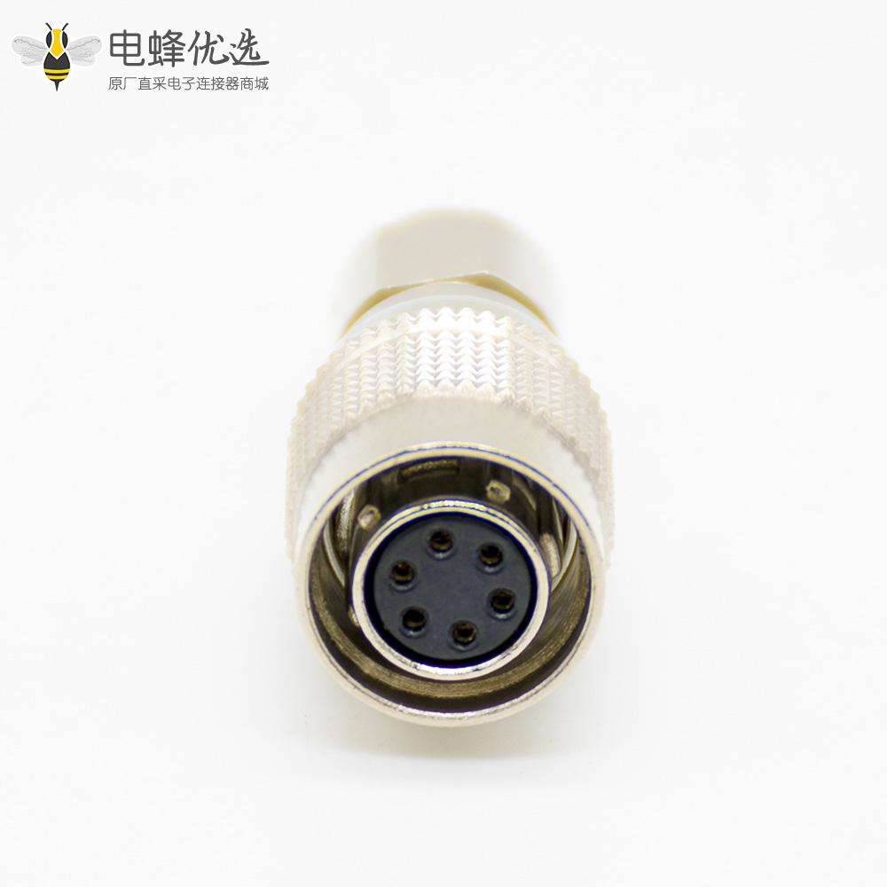 推拉自锁HR10系列连接器母插头+公插座一对6芯直式PCB穿孔后锁板安装